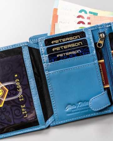 Kleine Damen Geldbörse aus Leder mit Druckknopf – Peterson