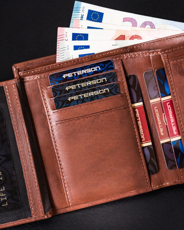 Zippbare Herren Geldbörse aus Leder für Karten – Peterson