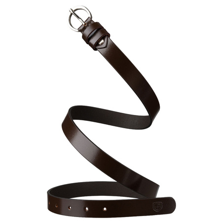 Lederner Damen Gürtel in Braun mit silberner, klassischer Schnalle - Peterson