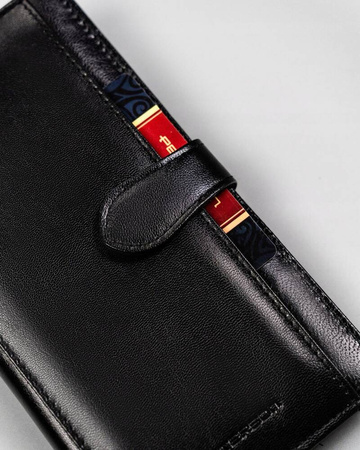 Großer, praktischer Damen Geldbörse mit Druckknopf aus Leder – Peterson