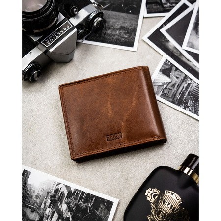 Große braune Herren-Geldbörse aus Leder mit RFID-System - Peterson