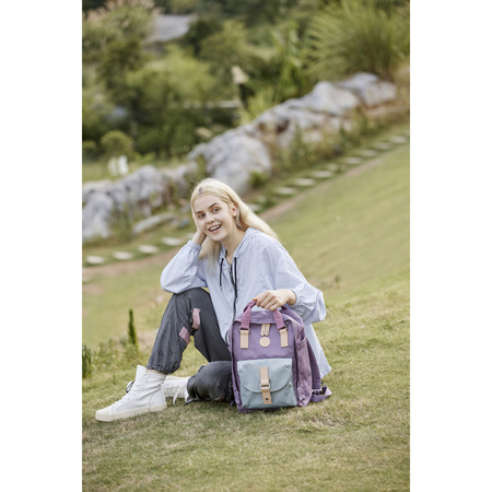 Lila-mintfarbener wasserabweisender City Rucksack mit Reißverschluss – Himawari