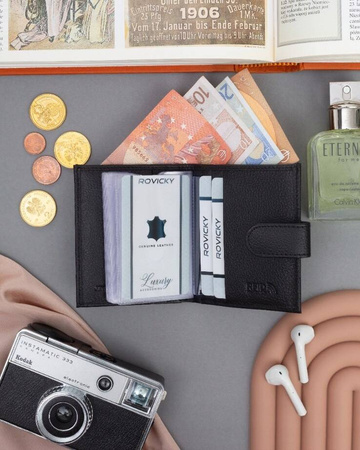 Kartenetui aus Leder mit Druckknopf und RFID-Schutz – 4U Cavaldi