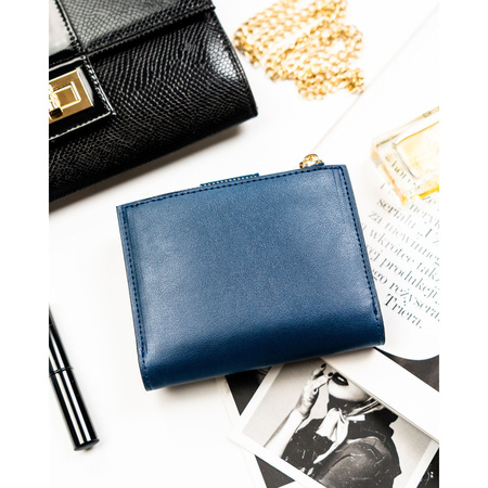 Dunkelblaue Damen-Geldbörse aus ökologischem Leder mit RFID-System – Peterson