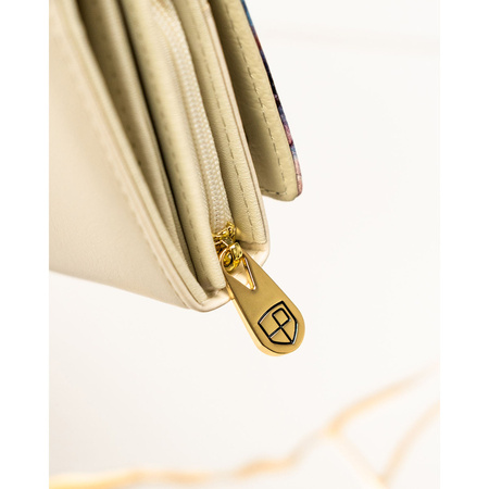 Große Damen-Geldbörse mit Blumen aus Natur- und Öko-Leder, mit Druckknopf verschließbar - Peterson