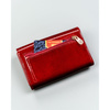 Lackierte Damen-Geldbörse aus Leder in Rot mit Außentasche – Peterson