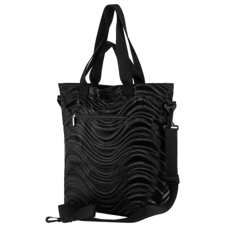 Damen-Shopper aus Polyester in Schwarz mit Wellenmuster – Rovicky