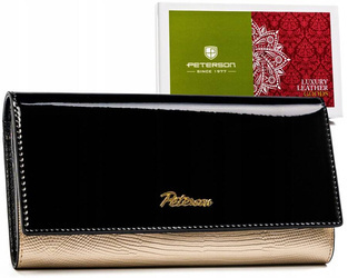 Große Damen Geldbörse aus Leder mit Druckknopf und Bügelverschluss – Peterson