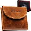 Kleine und schlanke Herren-Geldbörse aus Leder in Braun mit Druckknopfverschluss – Rovicky