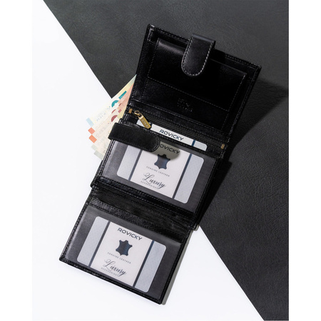 Schwarze Herren Geldbörse aus Leder mit RFID – Rovicky