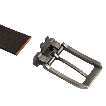 Aus Leder, eleganter Herren-Gürtel in Braun mit silberner, klassischer Schnalle - Peterson