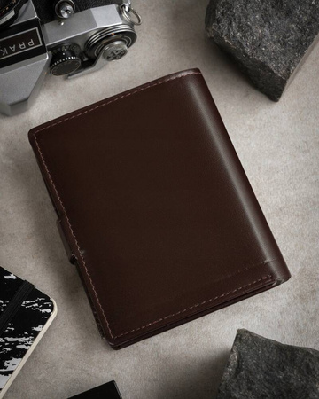 Große Herren Geldbörse aus Echtleder mit Druckknopf – Rovicky