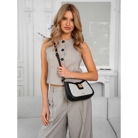 Damen Umhängetasche in Beige aus Echtleder und Canvas – Peterson