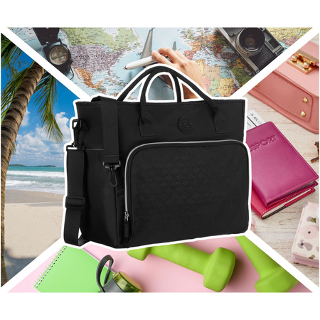 Schwarze, praktische Reisetasche aus Polyester mit einem Koffergriff – Peterson