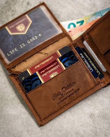 Geschenkset: Kleine Herren Geldbörse aus Leder und Schlüsselanhänger – Peterson