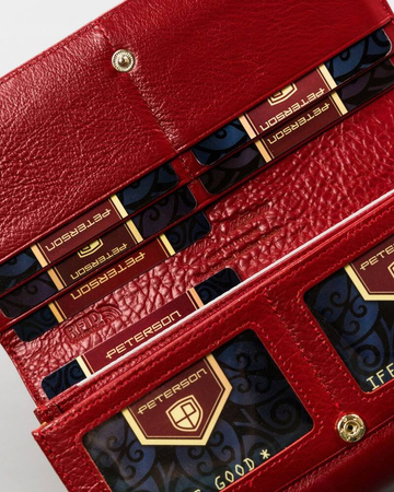 Große Damen Geldbörse aus Leder mit Druckknopf – Peterson