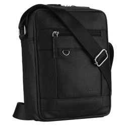 Herren-Umhängetasche aus echtem Leder, Schwarz, Einzelfach – Rovicky