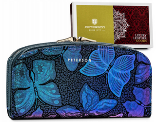 Damen Geldbörse aus Leder mit holografischen Schmetterlingen – Peterson
