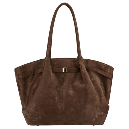 Große, braune Damen-Shopper aus Öko-Leder, ein Kammer - Peterson