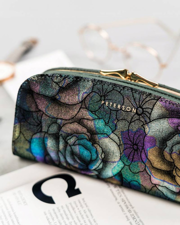 Große Herren Geldbörse aus Echtleder mit Blumenmuster – Peterson