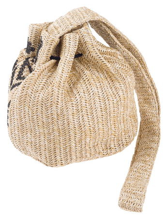 Kleine Strohtasche im Beuteldesign mit Pompons – ideal für den Sommer – Cavaldi