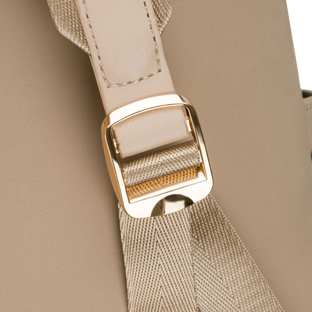 Beiger Damen-Rucksack aus Nylon und Öko-Leder mit Reißverschluss – Peterson