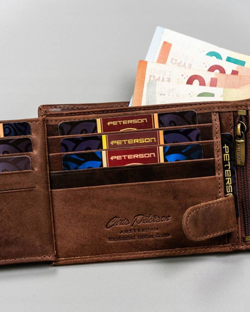 Große Herren Geldbörse aus Leder mit Zierprägung – Peterson
