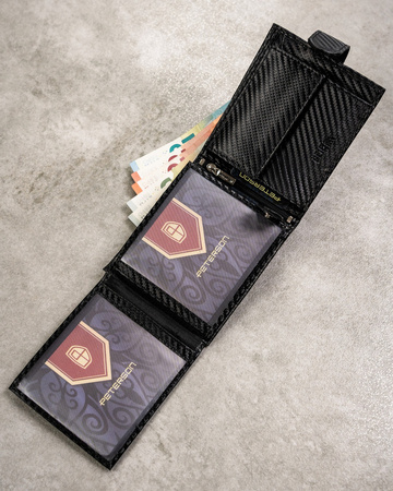 Herren Carbon-Set mit Geldbörse und Schlüsselanhänger – Peterson