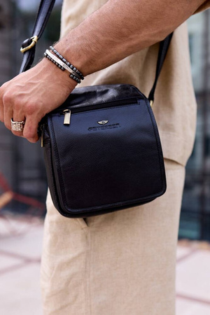 Herren Umhängetasche aus Leder mit Fächern – Peterson