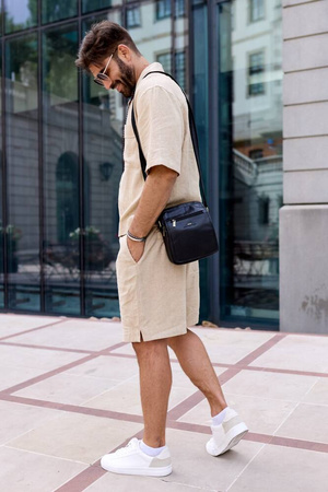 Herren Umhängetasche aus Leder mit Fächern – Peterson