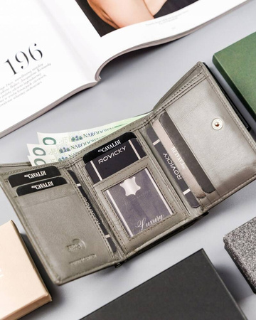 Kleine Damen Geldbörse querformat aus echtem Leder mit Druckknopf – 4U Cavaldi