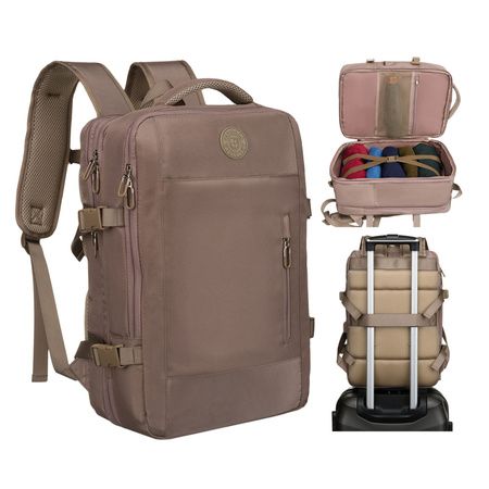 Beiger Reise-Rucksack aus Cordura mit USB-Anschluss – Peterson
