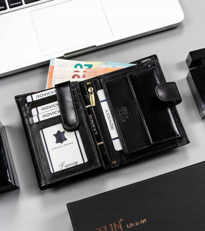 Große Herren Geldbörse aus Leder mit RFID-System – Rovicky