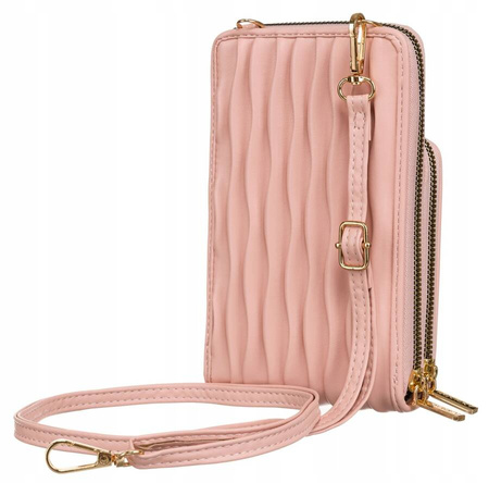 Rosa 2-in-1 Handtasche-Portemonnaie mit abnehmbarem Riemen – Rovicky