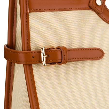 Klassische, große Damenhandtasche in Braun und Ecru – Peterson