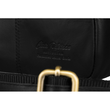 Klassische, schwarze Umhängetasche aus Naturleder mit Schlüssel-Etui im Set – Peterson