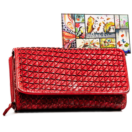 Rote Damen Geldbörse mit geometrischer Prägung – Rovicky