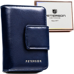 Dunkelblaue Damen Geldbörse aus Öko-Leder mit RFID-Schutz – Peterson