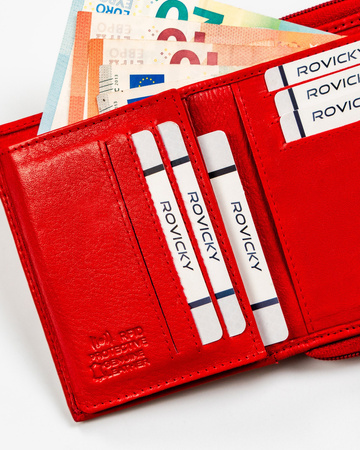 Kleine Damen Geldbörse aus Leder mit Druckknopf in Rot – Rovicky