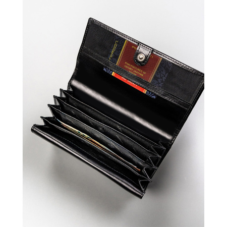 Große Damen Geldbörse in Schwarz für Bargeld mit RFID – Peterson