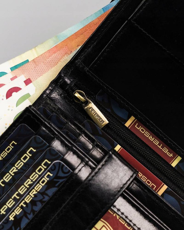 Große Herren Geldbörse aus Leder mit Druckknopfverschluss – Peterson