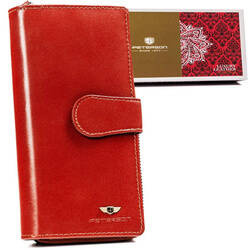 Große Damen Geldbörse aus Leder mit Reißverschluss und Druckknopf – Peterson