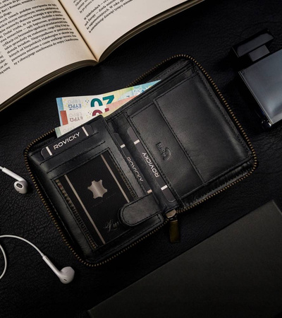 Große Geldbörse aus Leder im Hochformat mit RFID-System – Always Wild