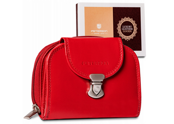 Damen Geldbörse aus Leder mit Reißverschluss und Klappe – Peterson