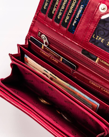 Große Damen Geldbörse aus Leder mit Druckknopfverschluss – Peterson