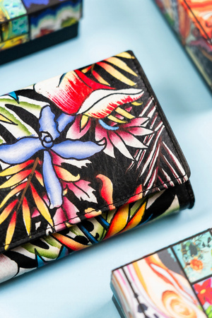 Große Damen Geldbörse aus Leder mit Druckknopf – Rovicky