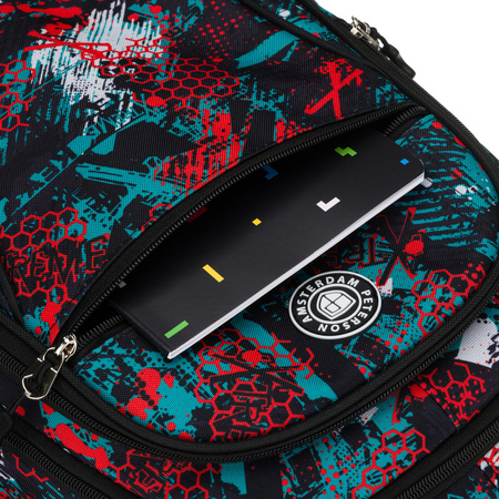 Zweifach unterteiltes Schulrucksack aus Polyester in einem originellen Muster - Peterson