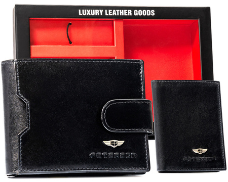 Geschenkset: Herren Geldbörse aus Leder, Etui und Schlüsselanhänger – Peterson