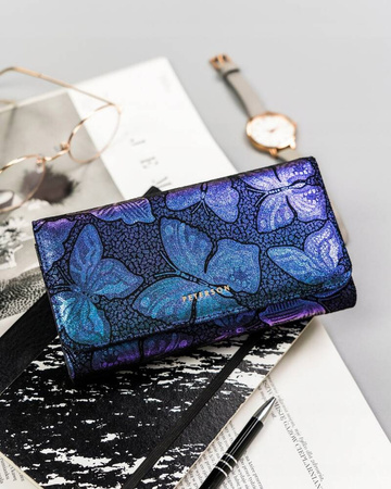 Große Damen-Geldbörse aus Naturleder mit Druckknopf - Peterson