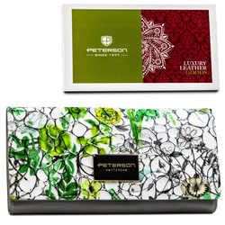 Horizontale, große Damen Geldbörse mit Blumenmuster und Innenreißverschlussfach – Peterson